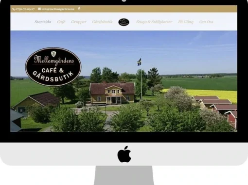 Hjälpte att bygga hemsida åt Mellomgården Hemsida för Mellomgården café och gårdsbutik med lantlig miljö och natur